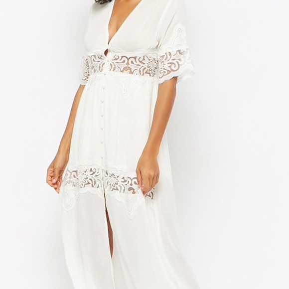white button front maxi dress